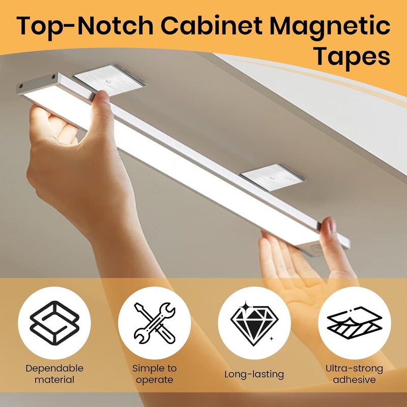 TNJPSEK 12Pcs Under Cabinet Light Metal Adhesive Strips, Replacement Iron Plate Sticky for Magnetic LED Lights Mounting, Metal Sheet for Closet Kitchen Wardrobe Counter Cabinet Lighting (Not Magnetic) - Image 5